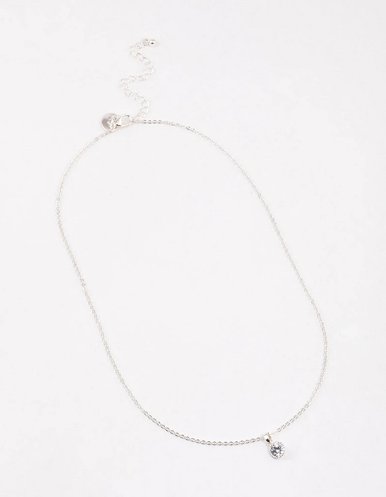 Silver Encased Diamante Drop Necklace & Polishing Set