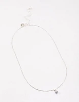 Silver Encased Diamante Drop Necklace & Polishing Set