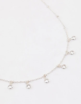 Silver Bezel Diamante Droplet Necklace & Polishing Set