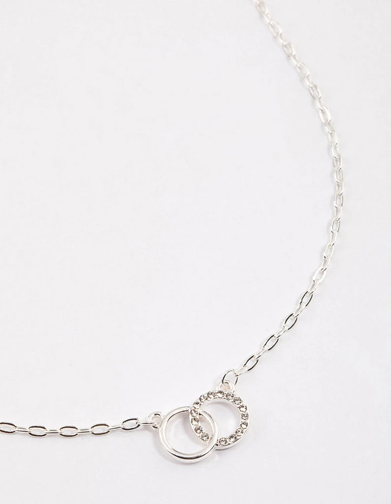 Silver Linked Circle Diamante Necklace & Polishing Set