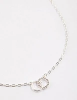 Silver Linked Circle Diamante Necklace & Polishing Set