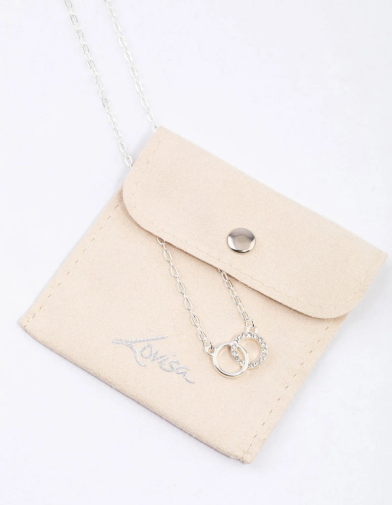 Silver Linked Circle Diamante Necklace & Polishing Set