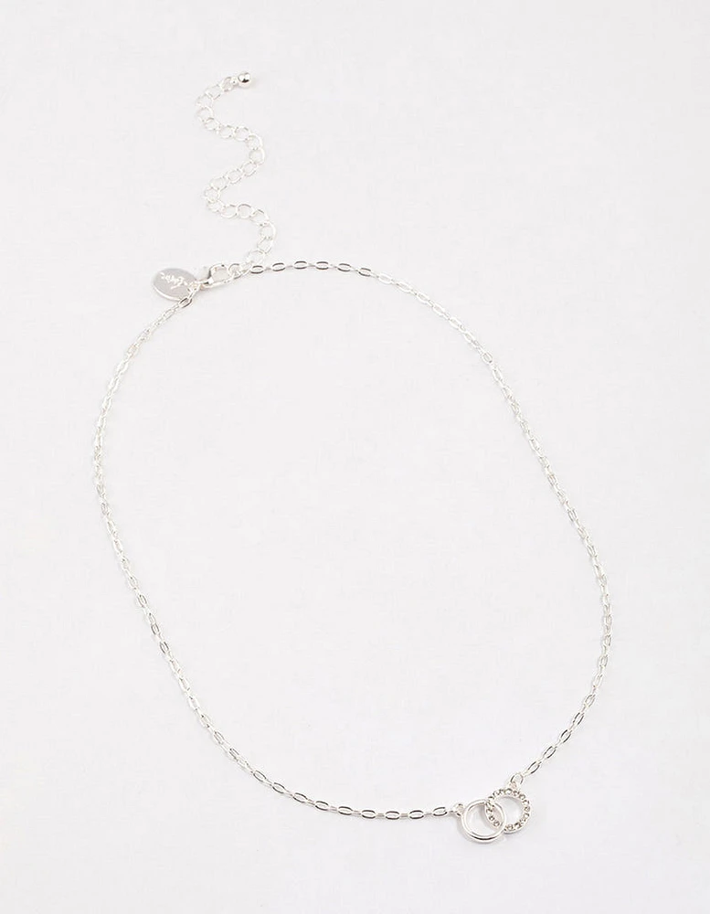 Silver Linked Circle Diamante Necklace & Polishing Set