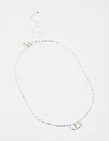 Silver Linked Circle Diamante Necklace & Polishing Set