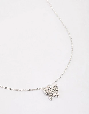 Silver Pave Butterfly Necklace & Polishing Set