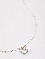 Silver Diamante Drop Open Circle Necklace & Polishing Set