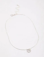 Silver Diamante Drop Open Circle Necklace & Polishing Set