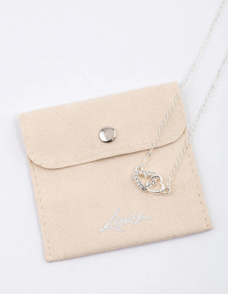 Silver Linked Heart Necklace & Polishing Set