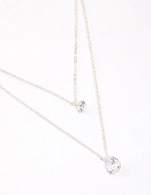 Silver Double Row Cubic Zirconia Necklace & Polishing Set