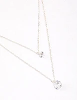 Silver Double Row Cubic Zirconia Necklace & Polishing Set