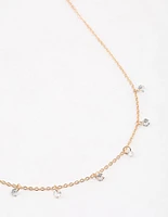 Gold Floating Diamante Droplet Necklace & Polishing Set