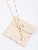 Gold Diamante Butterfly Necklace & Polishing Set