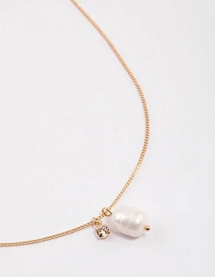 Gold Freshwater Pearl Drop Necklace & Polishing Set