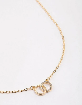 Gold Linked Circle Diamante Necklace & Polishing Set