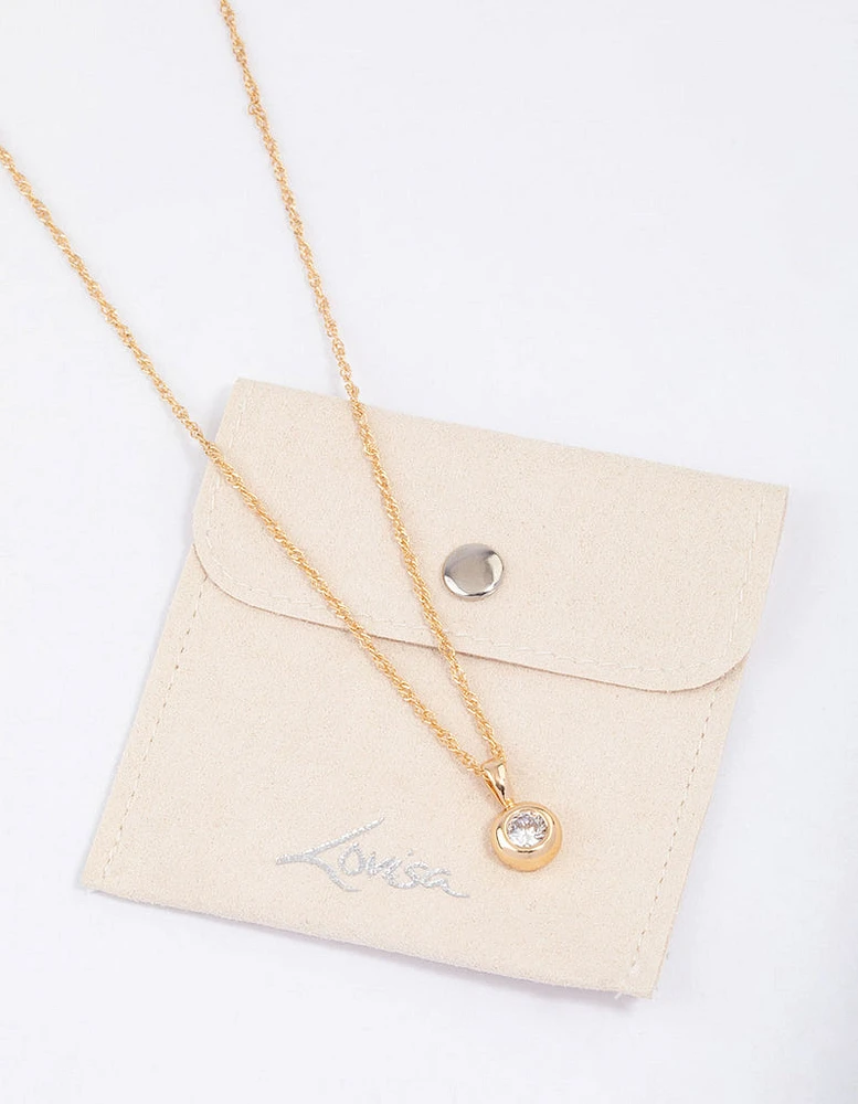 Gold Bezel Diamante Drop Necklace & Polishing Set