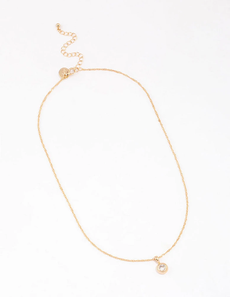 Gold Bezel Diamante Drop Necklace & Polishing Set