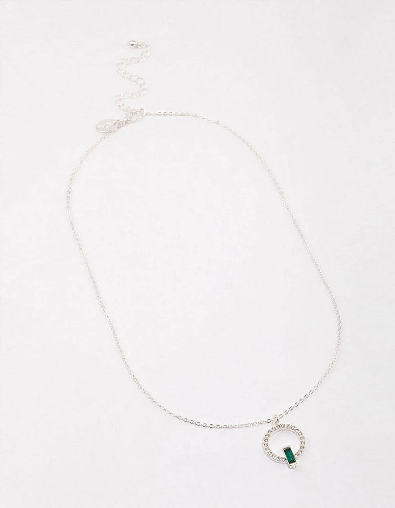 Rhodium Open Circle Baguette Necklace & Polishing Set