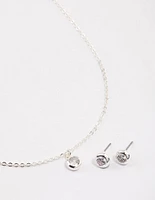 Silver Simple Diamante Drop Jewellery & Polishing Set