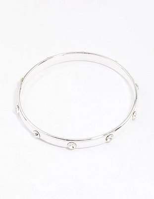 Silver Diamante Inlay Bangle & Polishing Set