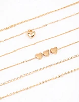 Gold Mixed Chain & Diamante Heart Choker Pack