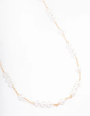 Gold Fine Pearly Chain Long Necklace