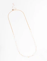 Gold Fine Pearly Chain Long Necklace