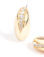 Gold Plated Diamante Wide Hoop Earrings