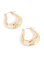 Gold Plated Molten Oval Hoop Earrings