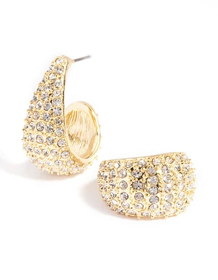 Gold Plated Diamante Wide Hoop Earrings