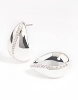 Silver Plated Diamante Bold Teardrop Earrings