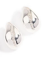 Silver Plated Diamante Bold Teardrop Earrings