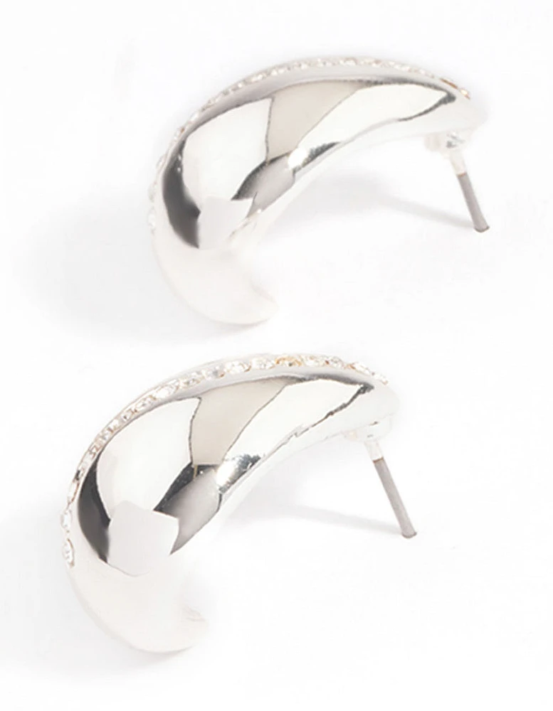 Silver Plated Diamante Bold Teardrop Earrings