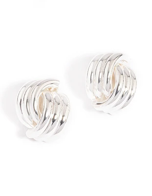 Silver Plated Knotted Stud Earrings