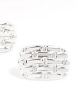 Silver Plated Statement Woven Stud Earrings