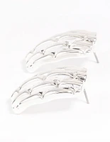 Silver Plated Statement Woven Stud Earrings