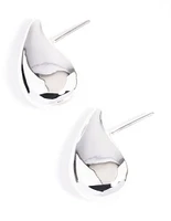 Silver Plated Smooth Teardrop Stud Earrings