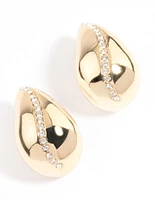 Gold Plated Diamante Bold Teardrop Earrings