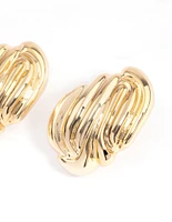 Gold Plated Statement Textured Stud Earrings