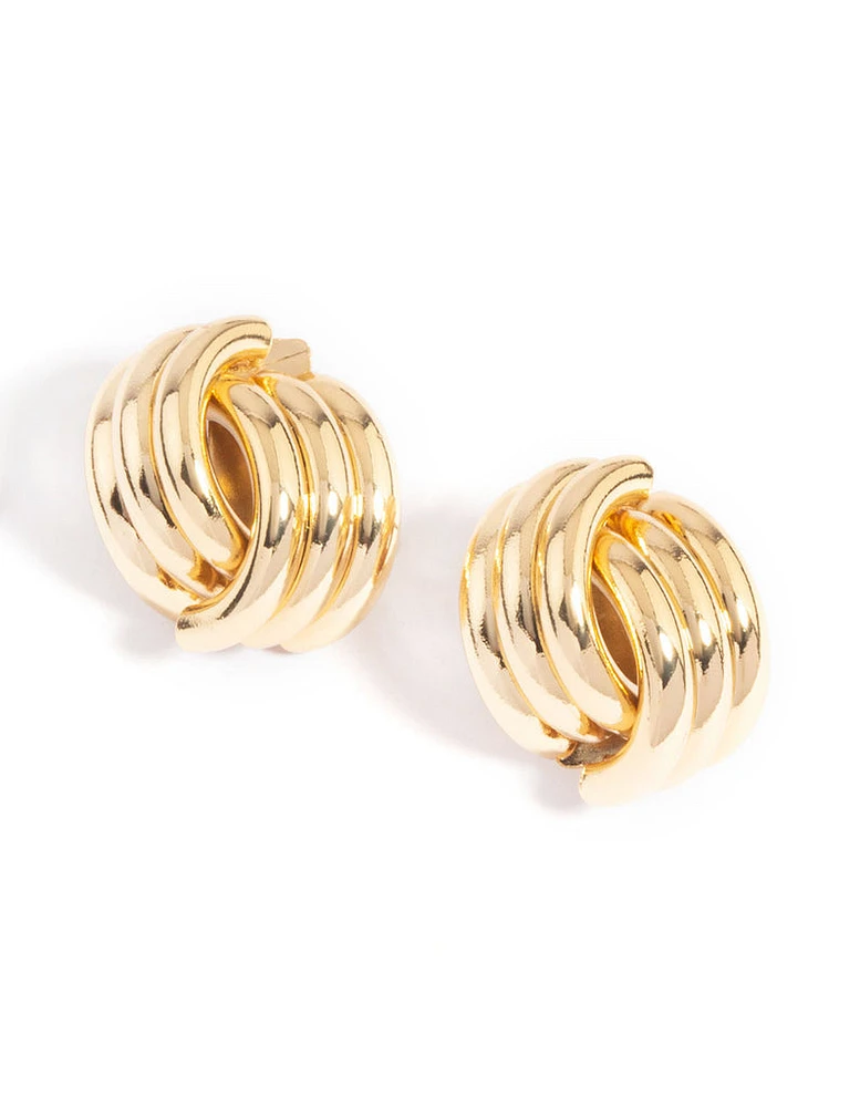 Gold Plated Knotted Stud Earrings