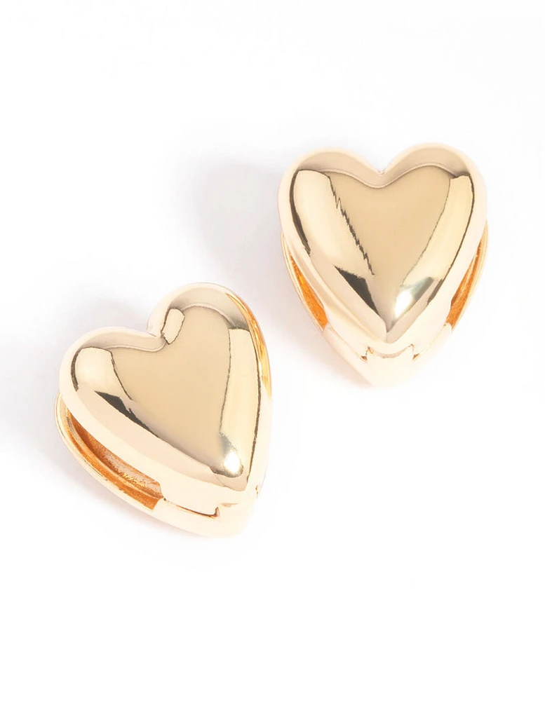 Gold Plated Heart Huggie Earrings