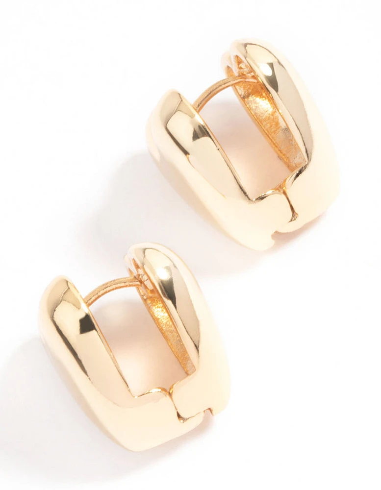 Gold Plated Heart Huggie Earrings