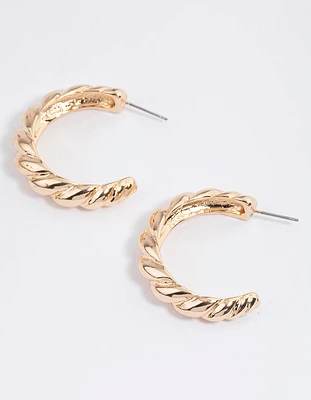 Gold Textured Hoop Earrings