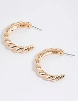 Gold Textured Hoop Earrings