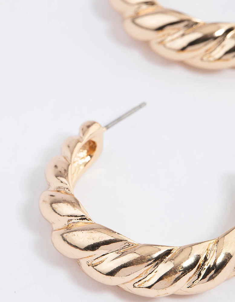 Gold Textured Hoop Earrings