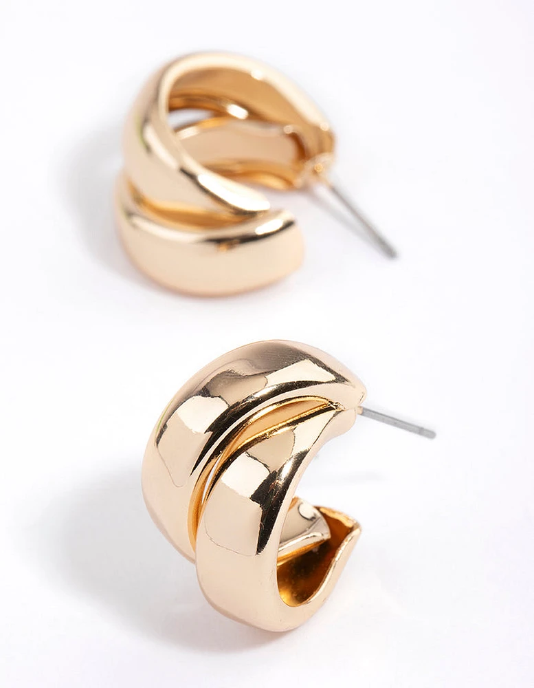 Gold Multi Double Hoop Drop Earrings