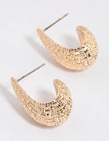 Gold Crescent Pear Hoop Earrings