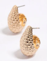 Gold Crescent Pear Hoop Earrings