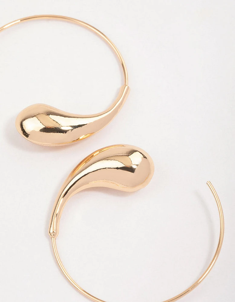 Gold Threaded Gold Hoop Earrings