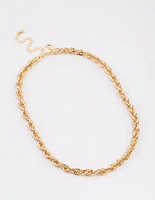 Gold Rope Twisted Chain Necklace