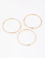 Gold Diamante Stone Bangle Pack